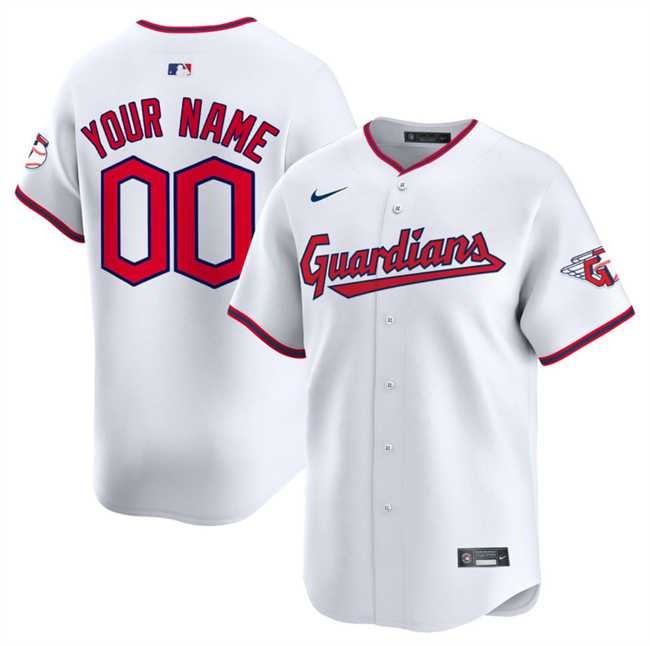 Men%27s Cleveland Guardians Active Player Custom White Home Limited Stitched Baseball Jersey